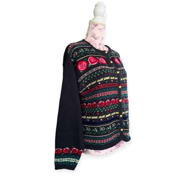 Vintage Christina Embroidered Knit  Cardigan Sweater - Picture 2 of 5